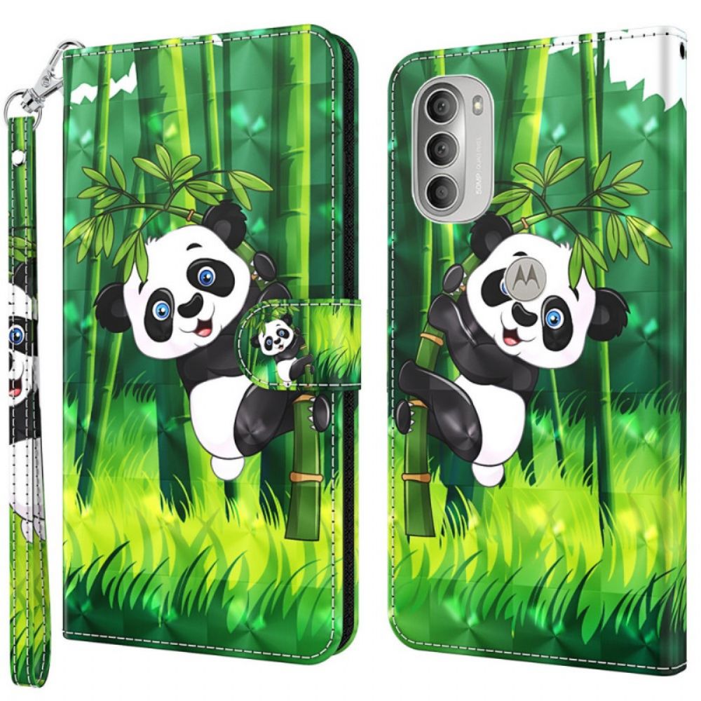 Flip Case Für Moto G51 5G Panda Und Bambus