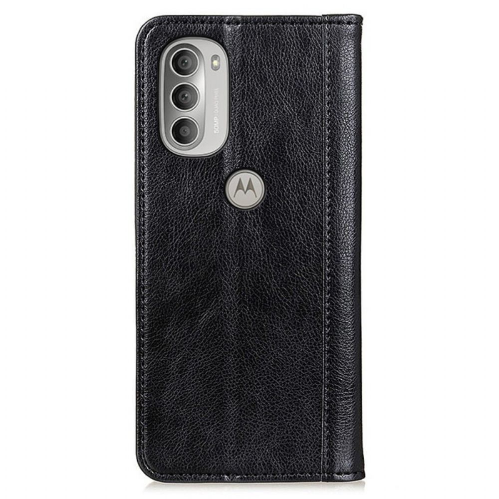 Schutzhülle Für Moto G51 5G Flip Case Elegance Litschi-spaltleder