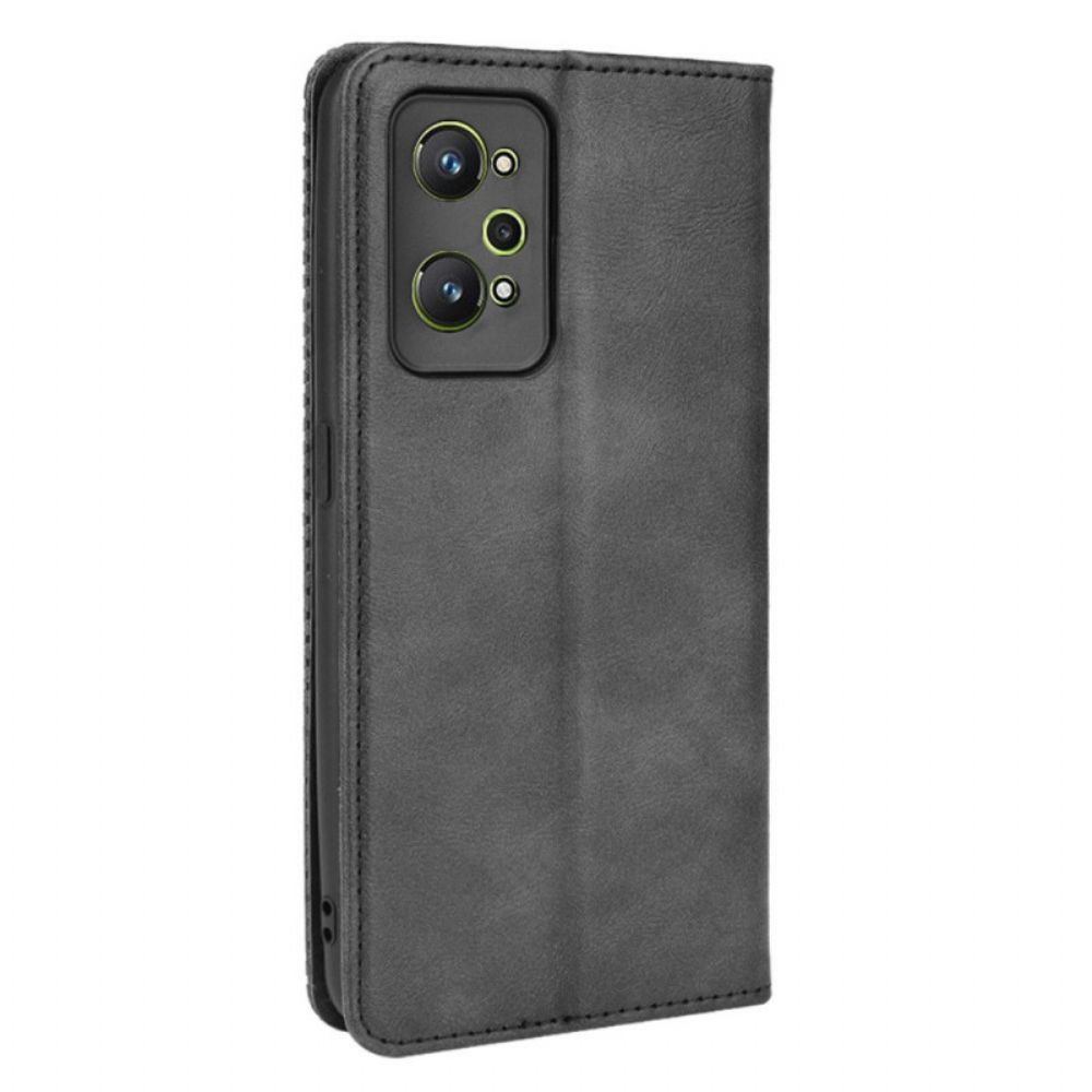 Schutzhülle Für Realme GT Neo 3T / Neo 2 Flip Case Stilisierter Vintage-ledereffekt