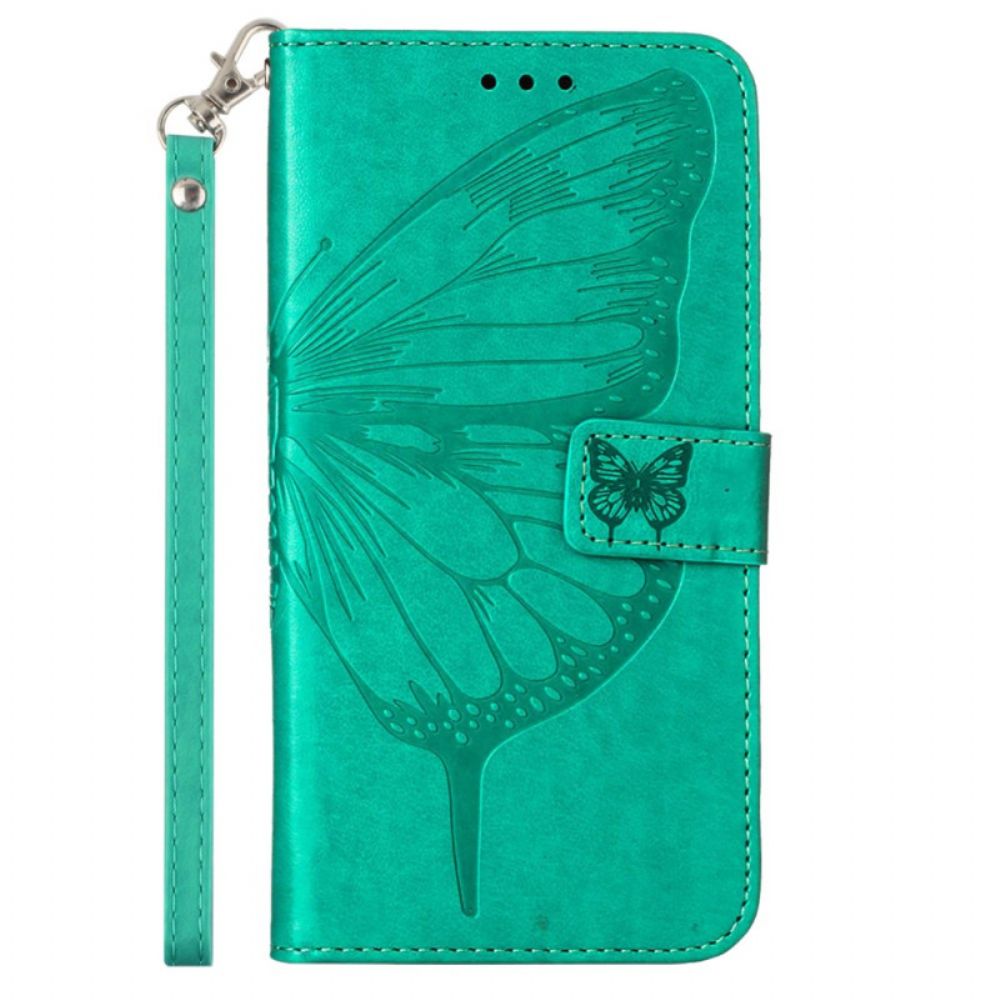 Lederhüllen Samsung Galaxy Z Fold 6 Blumenschmetterling Mit Riemen