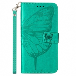 Lederhüllen Samsung Galaxy Z Fold 6 Blumenschmetterling Mit Riemen