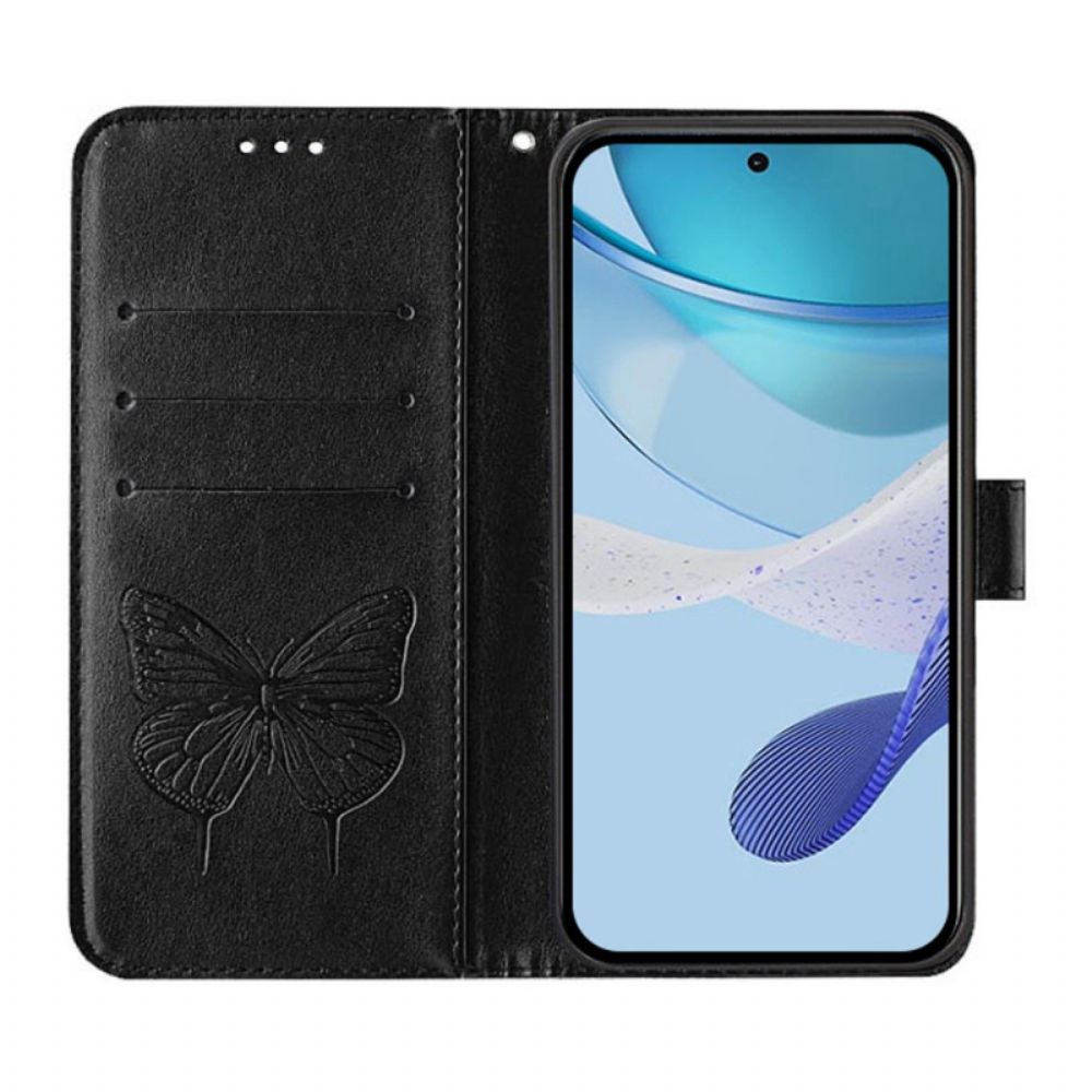 Lederhüllen Samsung Galaxy Z Fold 6 Blumenschmetterling Mit Riemen