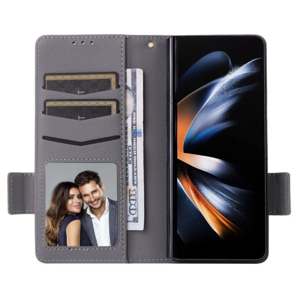 Lederhüllen Samsung Galaxy Z Fold 6 Handyhülle Doppelverschluss Und Riemen