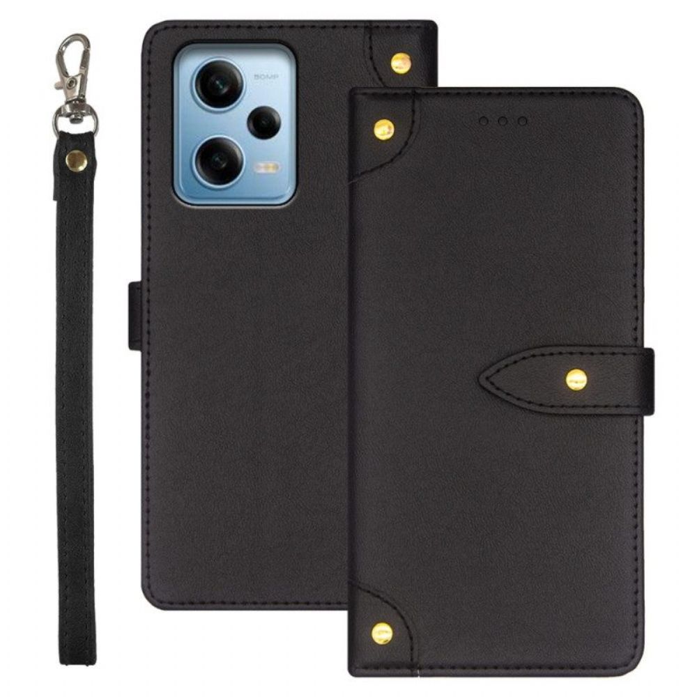 Lederhüllen Für Xiaomi Redmi Note 12 Pro Nieten Und Lanyard