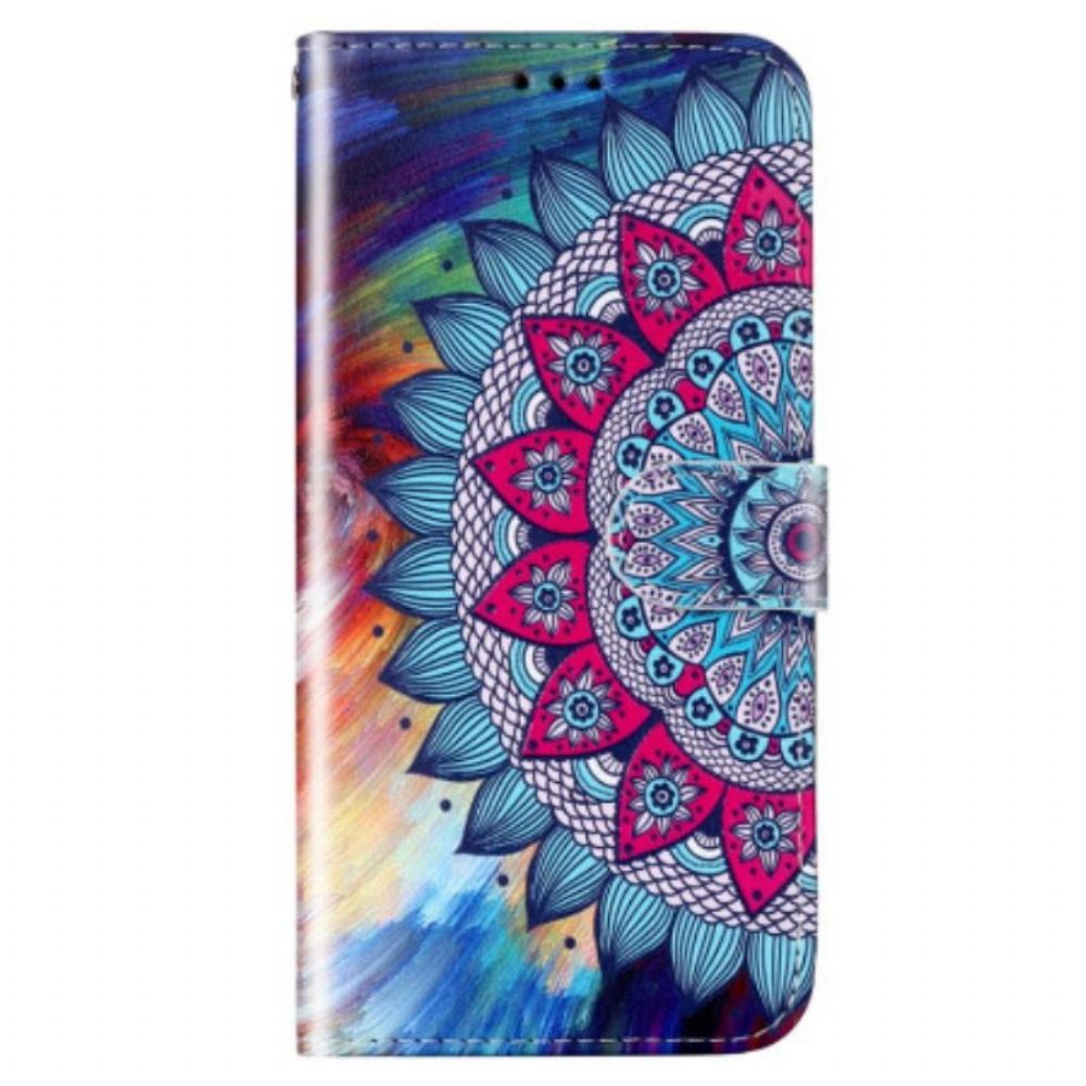 Flip Case Für Samsung Galaxy S23 5G Mit Kordel Buntes Riemchen-mandala