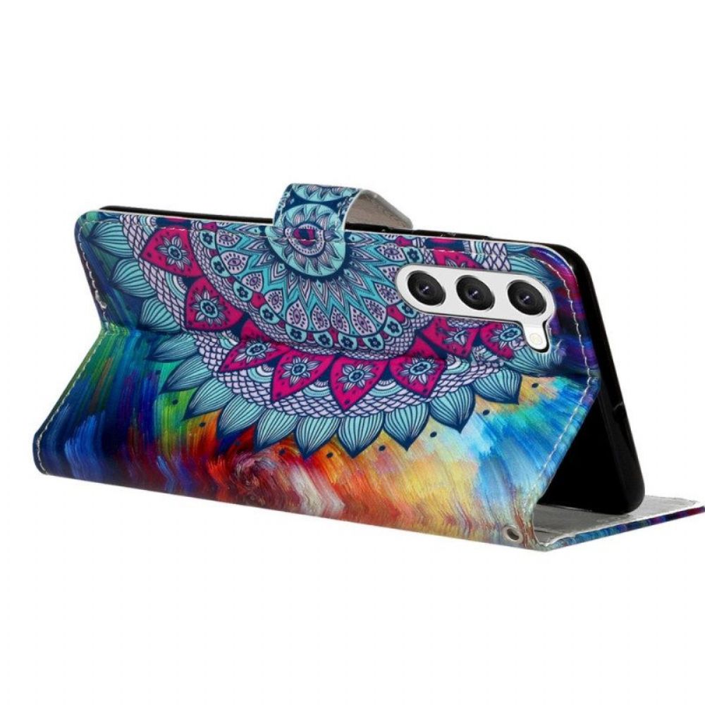 Flip Case Für Samsung Galaxy S23 5G Mit Kordel Buntes Riemchen-mandala