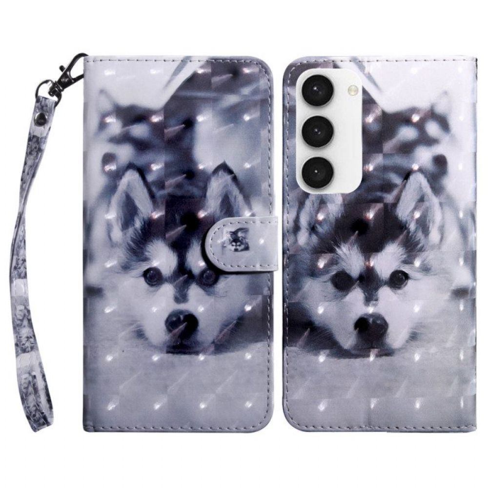 Flip Case Für Samsung Galaxy S23 5G Mit Kordel Thong Husky