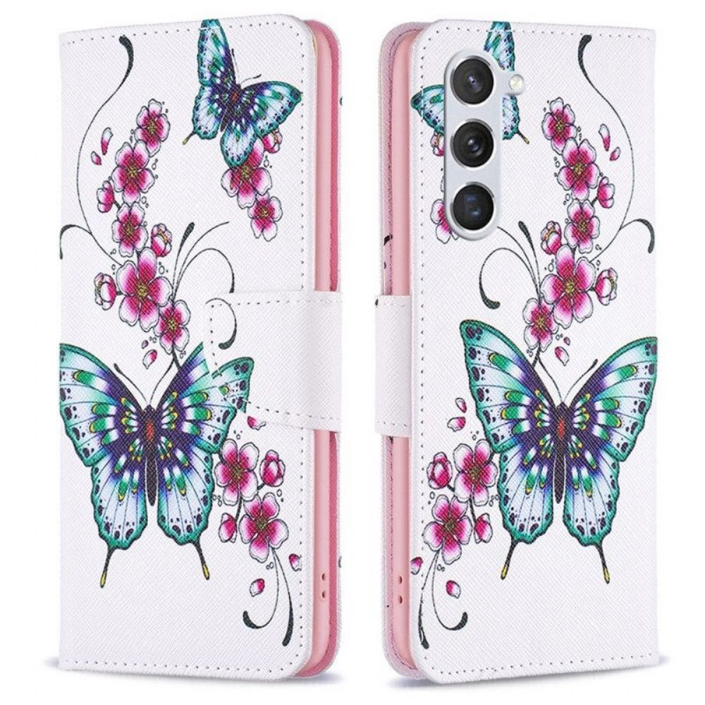 Flip Case Für Samsung Galaxy S23 5G Schmetterlinge Ablehnen