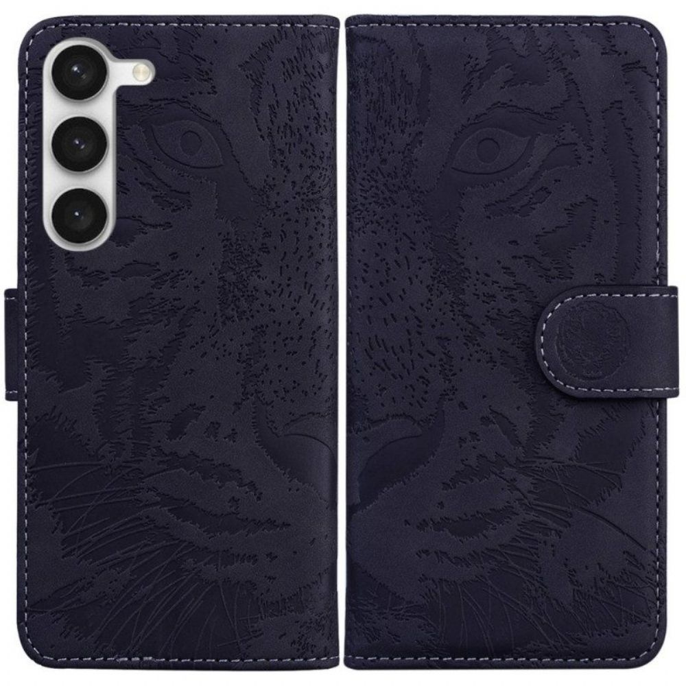 Flip Case Für Samsung Galaxy S23 5G Tiger-fußabdruck