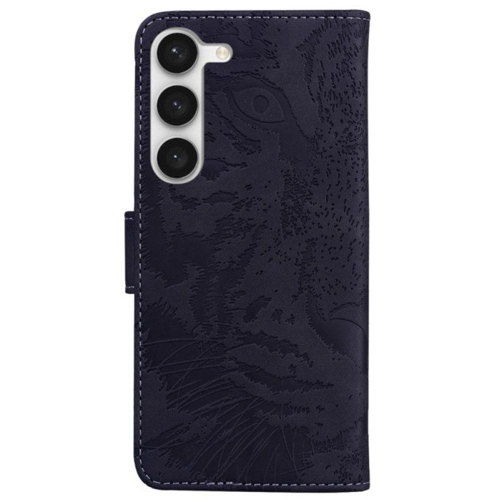 Flip Case Für Samsung Galaxy S23 5G Tiger-fußabdruck