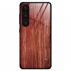 Hülle Für Samsung Galaxy S23 5G Holzdesign Aus Gehärtetem Glas