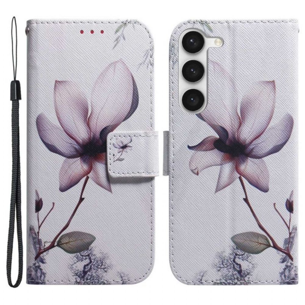 Lederhüllen Für Samsung Galaxy S23 5G Pinke Blume