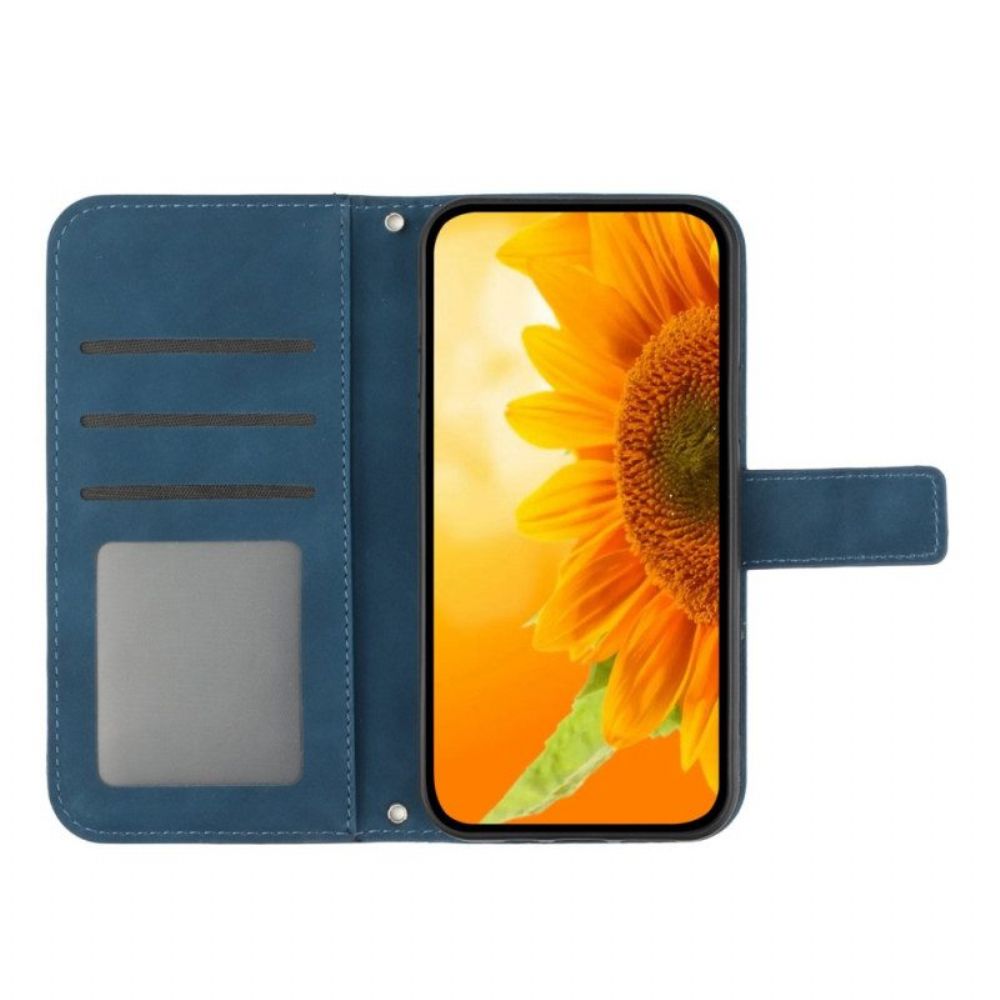 Lederhüllen Für Samsung Galaxy S23 5G Sonnenblumen-schultergurt