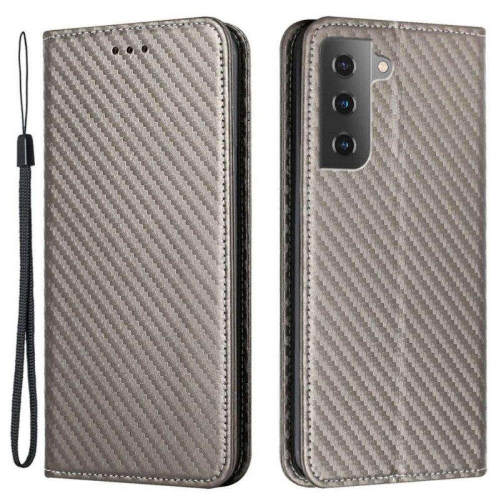 Schutzhülle Für Samsung Galaxy S23 5G Mit Kordel Flip Case Riemchen-carbonfaser-stil