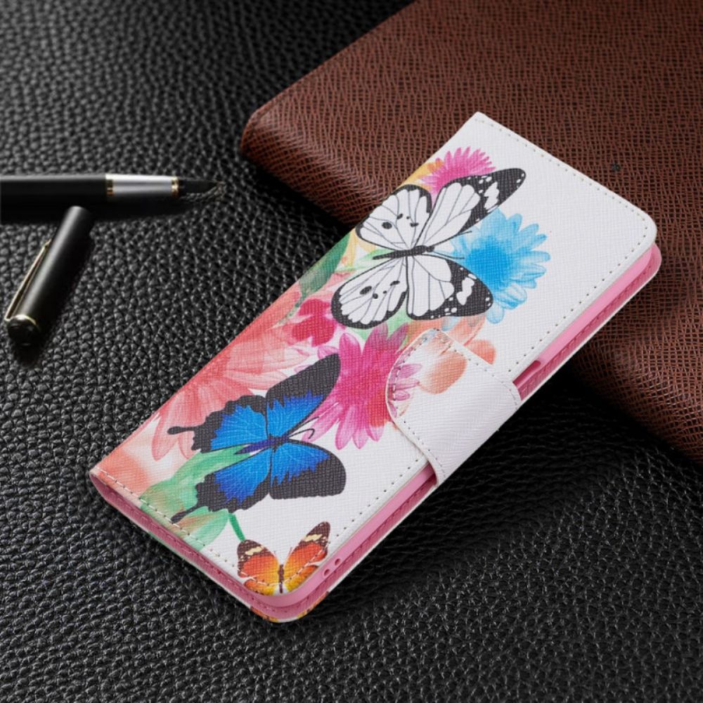 Flip Case Für Oppo A16 / A16s Gemalte Schmetterlinge Und Blumen