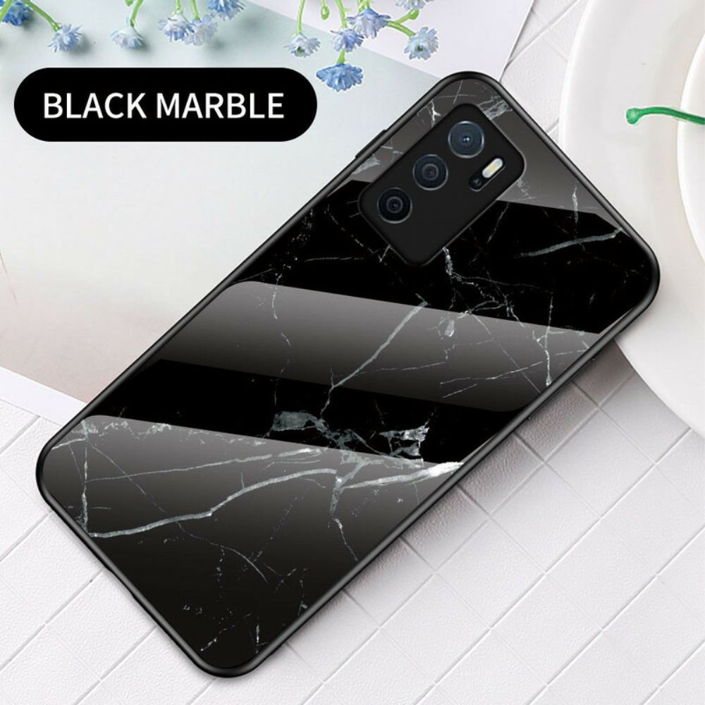 Handyhülle Für Oppo A16 / A16s Marmorfarben Gehärtetes Glas