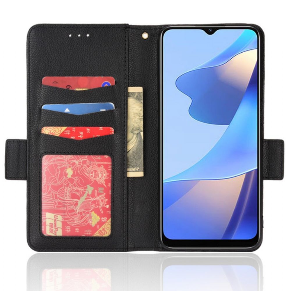 Lederhüllen Für Oppo A16 / A16s Flip Case Doppelte Klappe Litschi Neue Farben