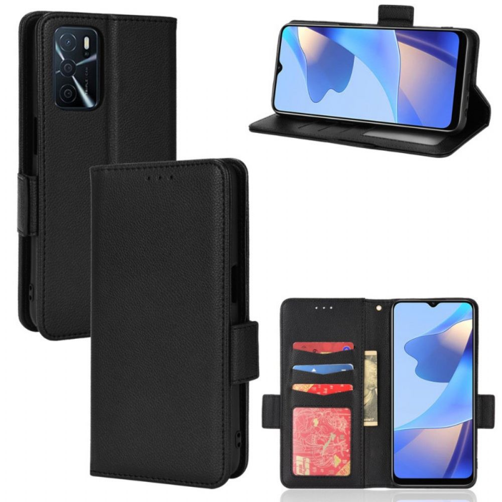 Lederhüllen Für Oppo A16 / A16s Flip Case Doppelte Klappe Litschi Neue Farben