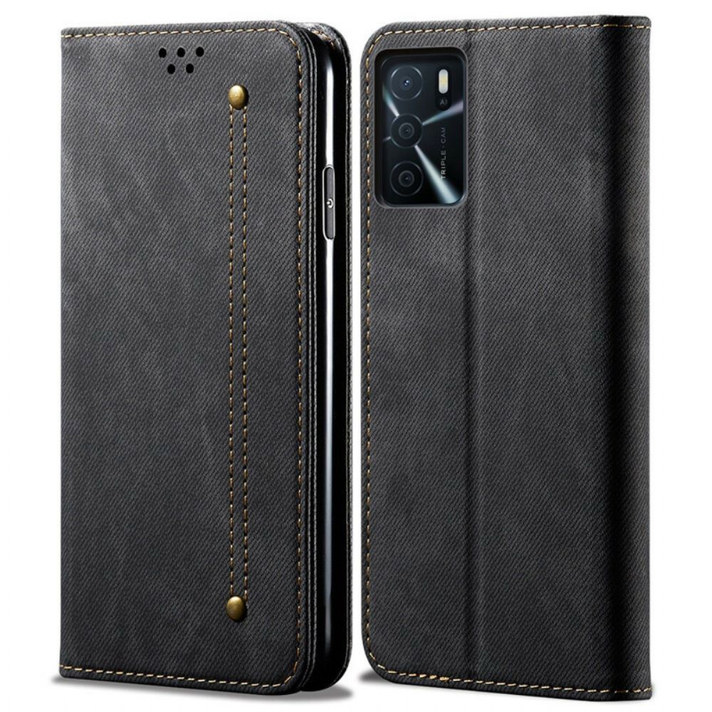 Schutzhülle Für Oppo A16 / A16s Flip Case Jeansstoff