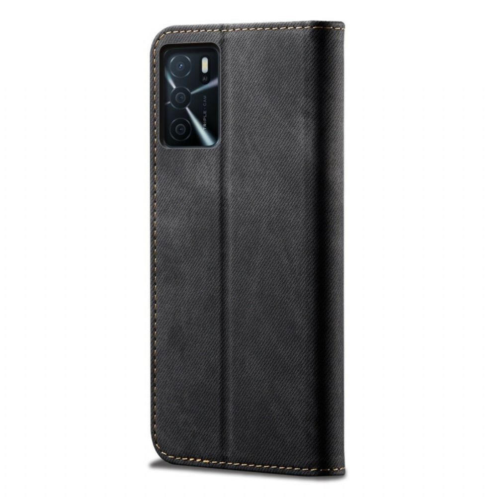 Schutzhülle Für Oppo A16 / A16s Flip Case Jeansstoff