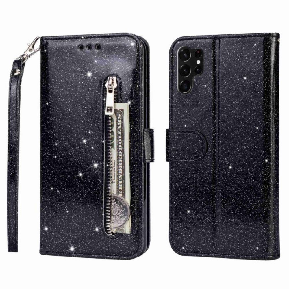 Flip Case Für Samsung Galaxy S23 Ultra 5G Glitzer-geldbörse