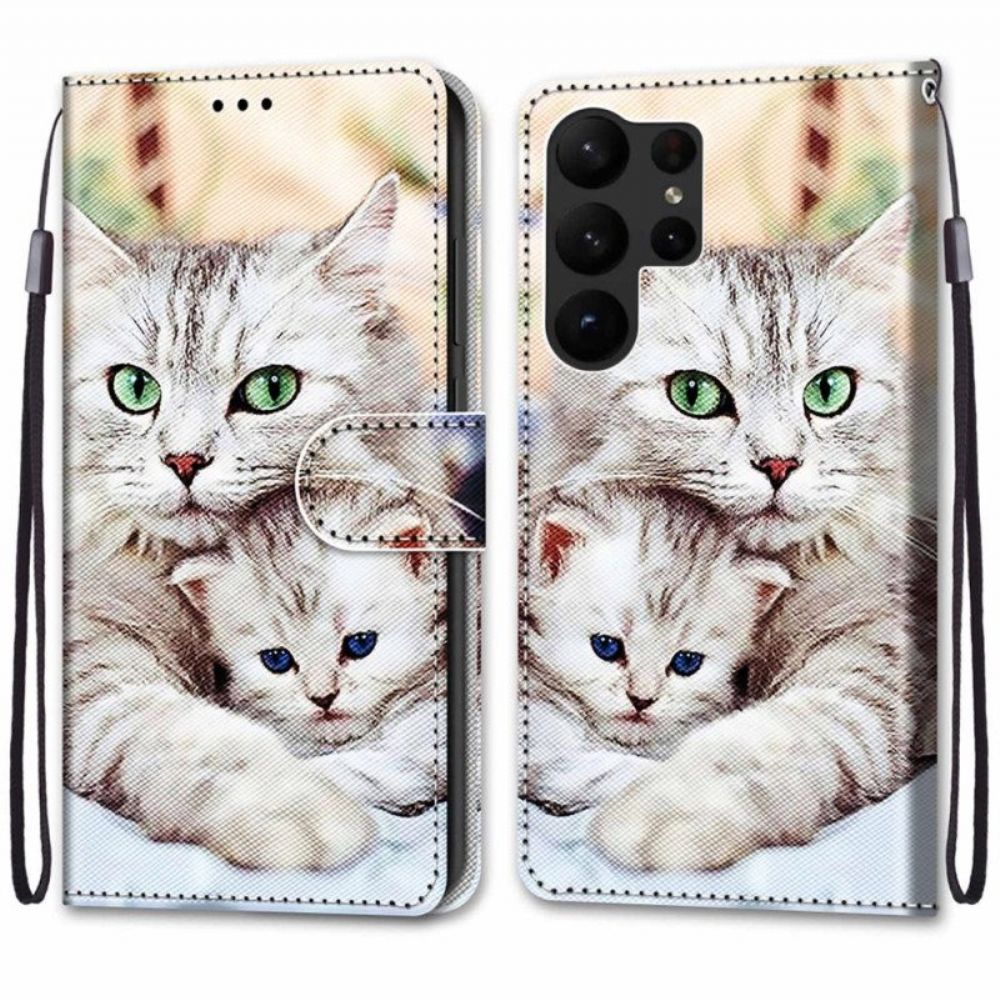 Flip Case Für Samsung Galaxy S23 Ultra 5G Katzenfamilie