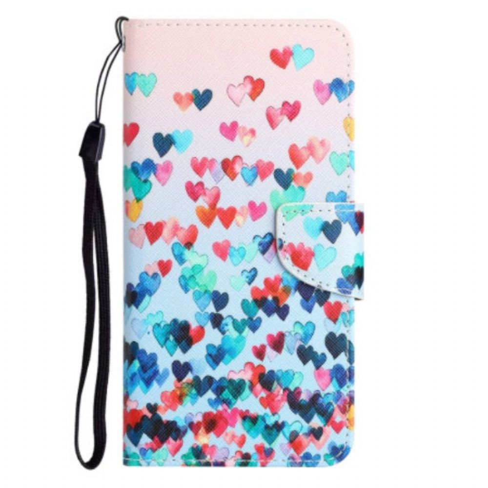 Flip Case Für Samsung Galaxy S23 Ultra 5G Mit Kordel Nur Strappy Hearts