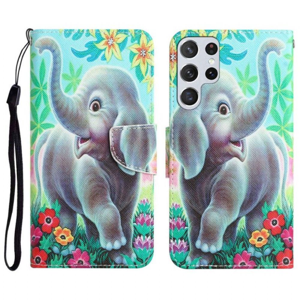 Flip Case Für Samsung Galaxy S23 Ultra 5G Mit Kordel Tanga-elefant