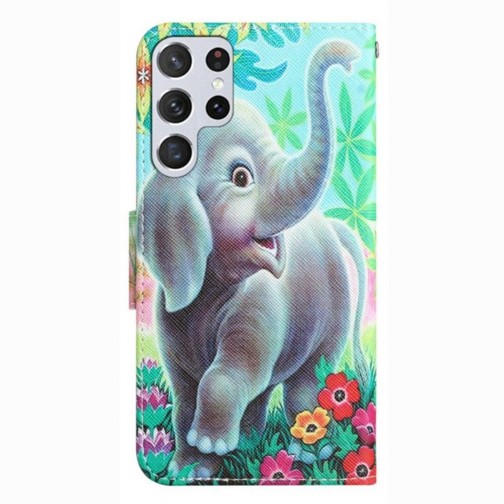 Flip Case Für Samsung Galaxy S23 Ultra 5G Mit Kordel Tanga-elefant