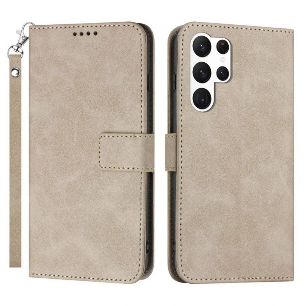 Flip Case Für Samsung Galaxy S23 Ultra 5G Mit Kordel Vintage-riemchen