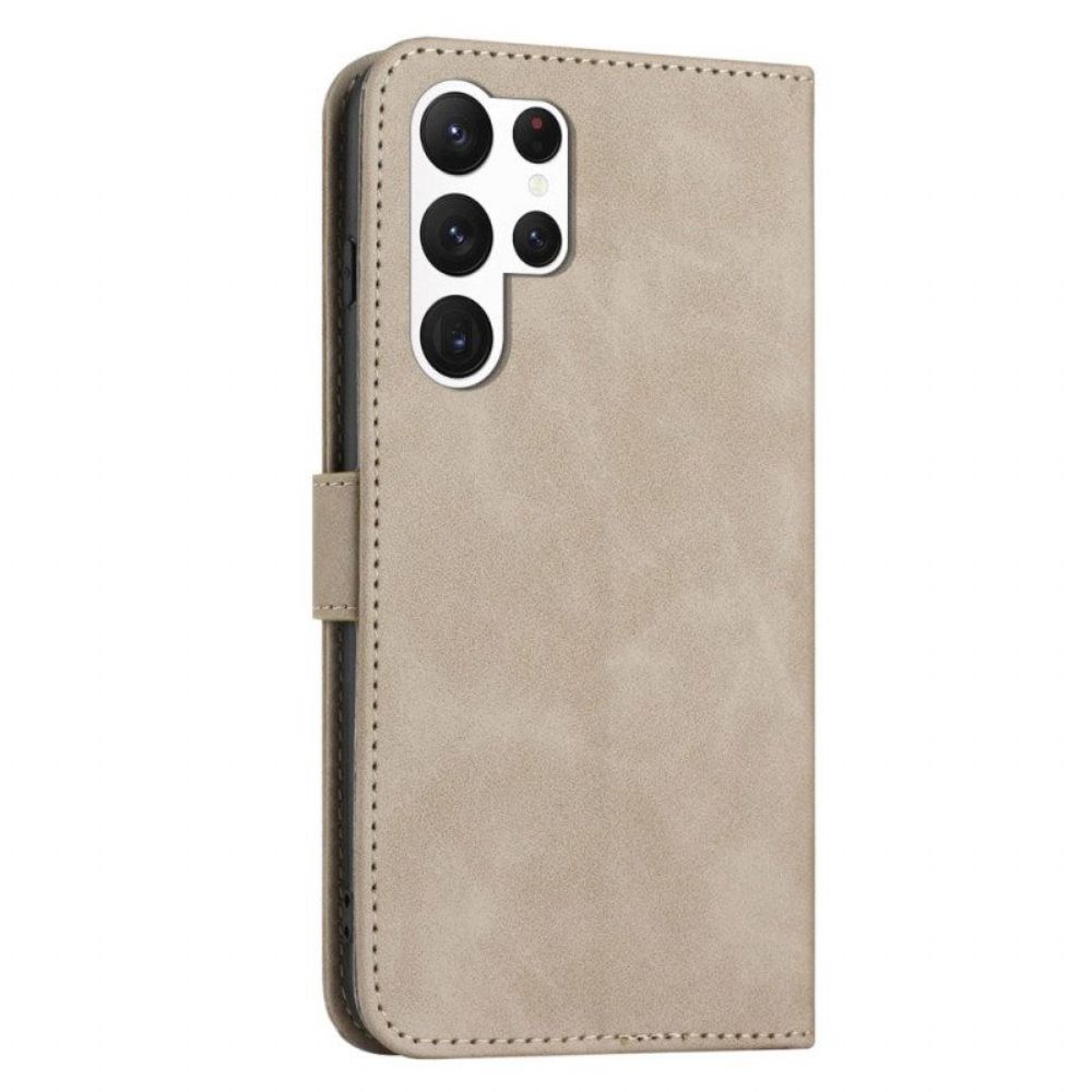 Flip Case Für Samsung Galaxy S23 Ultra 5G Mit Kordel Vintage-riemchen