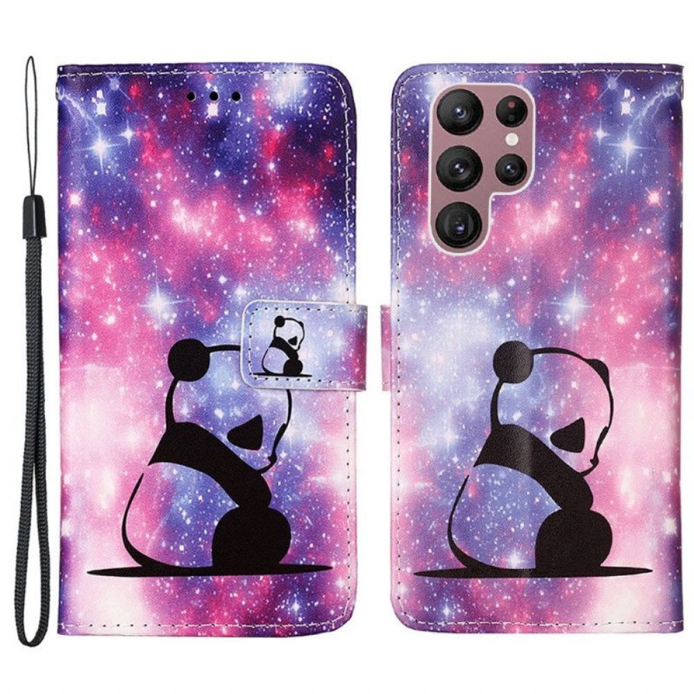 Flip Case Für Samsung Galaxy S23 Ultra 5G Panda-galaxie