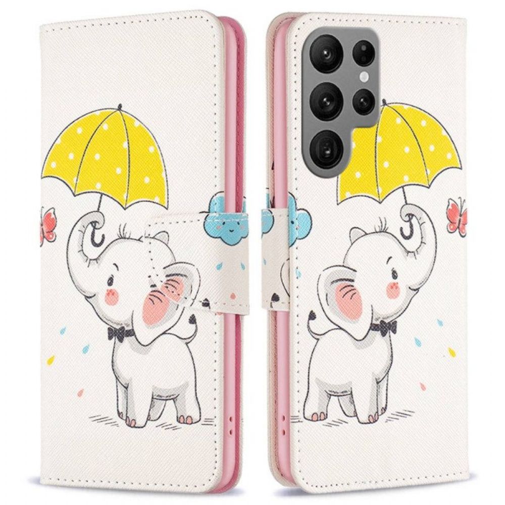 Lederhüllen Für Samsung Galaxy S23 Ultra 5G Baby Elefant