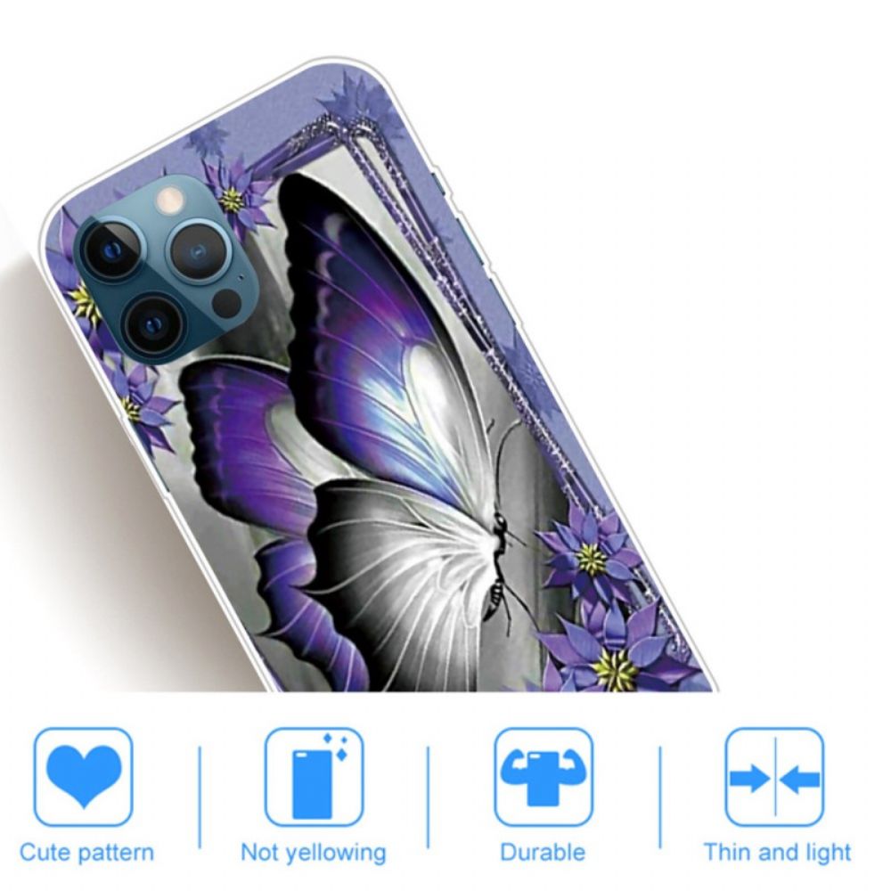 Handyhülle Für iPhone 14 Pro Max Lila Schmetterling