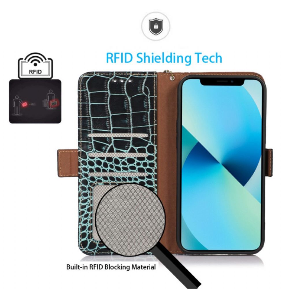 Lederhüllen Für iPhone 14 Pro Max Rfid-krokodil-stil