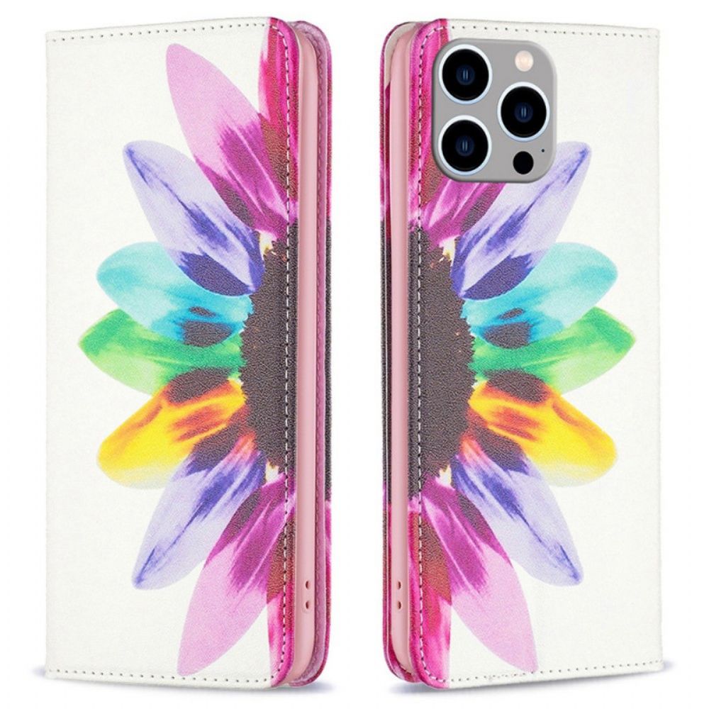 Schutzhülle Für iPhone 14 Pro Max Flip Case Aquarell Blume