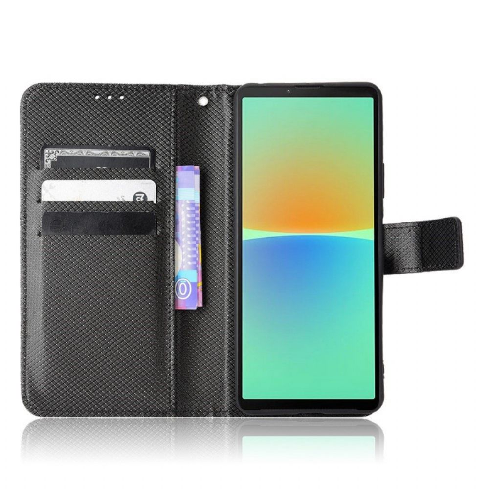 Flip Case Für Sony Xperia 10 IV Mit Kordel Gestylter Kunstlederriemen