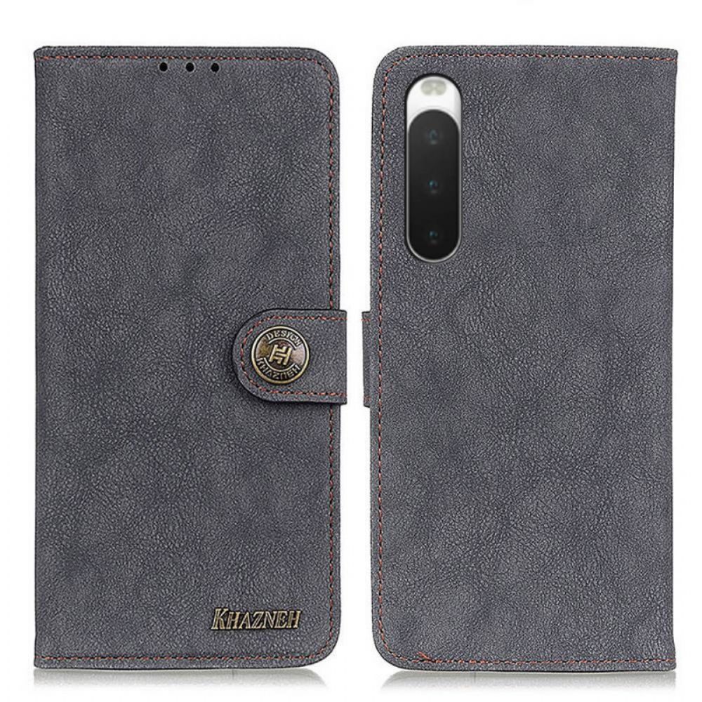 Flip Case Für Sony Xperia 10 IV Vintage Spaltleder Khazneh