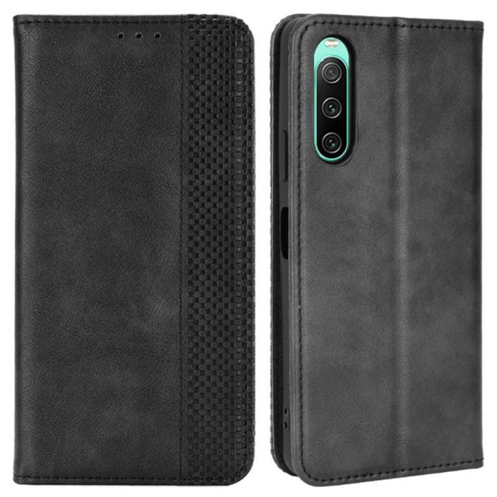 Schutzhülle Für Sony Xperia 10 IV Flip Case Gestylter Lederstil