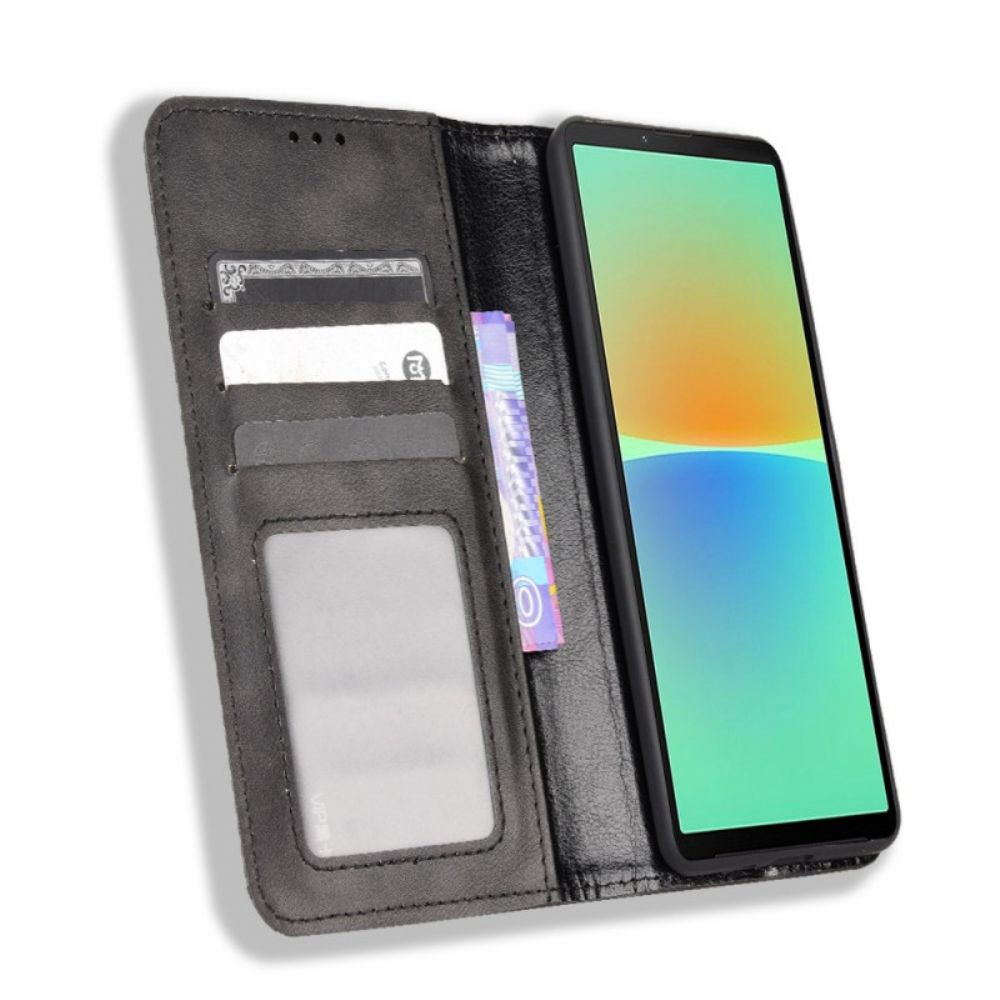 Schutzhülle Für Sony Xperia 10 IV Flip Case Gestylter Lederstil