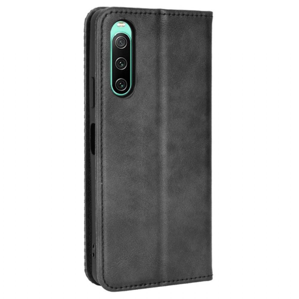 Schutzhülle Für Sony Xperia 10 IV Flip Case Gestylter Lederstil