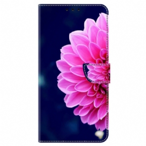 Lederhüllen Google Pixel 9 Pro Handyhülle Rosa Blume Auf Blauem Hintergrund