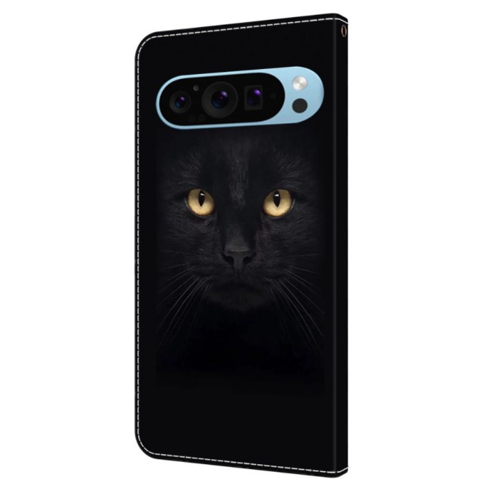 Lederhüllen Google Pixel 9 Pro Handyhülle Schwarze Katze