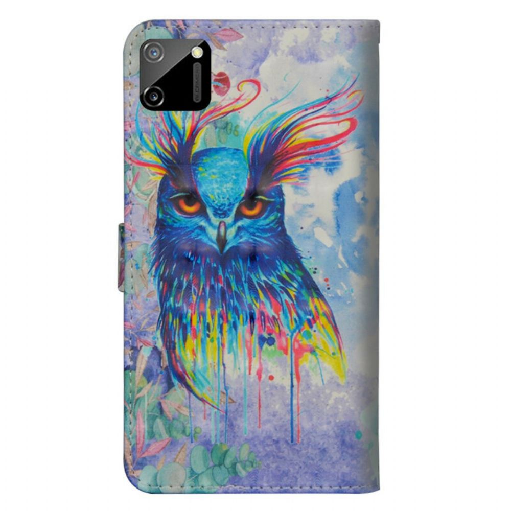 Lederhüllen Für Realme C11 Aquarell Vogel