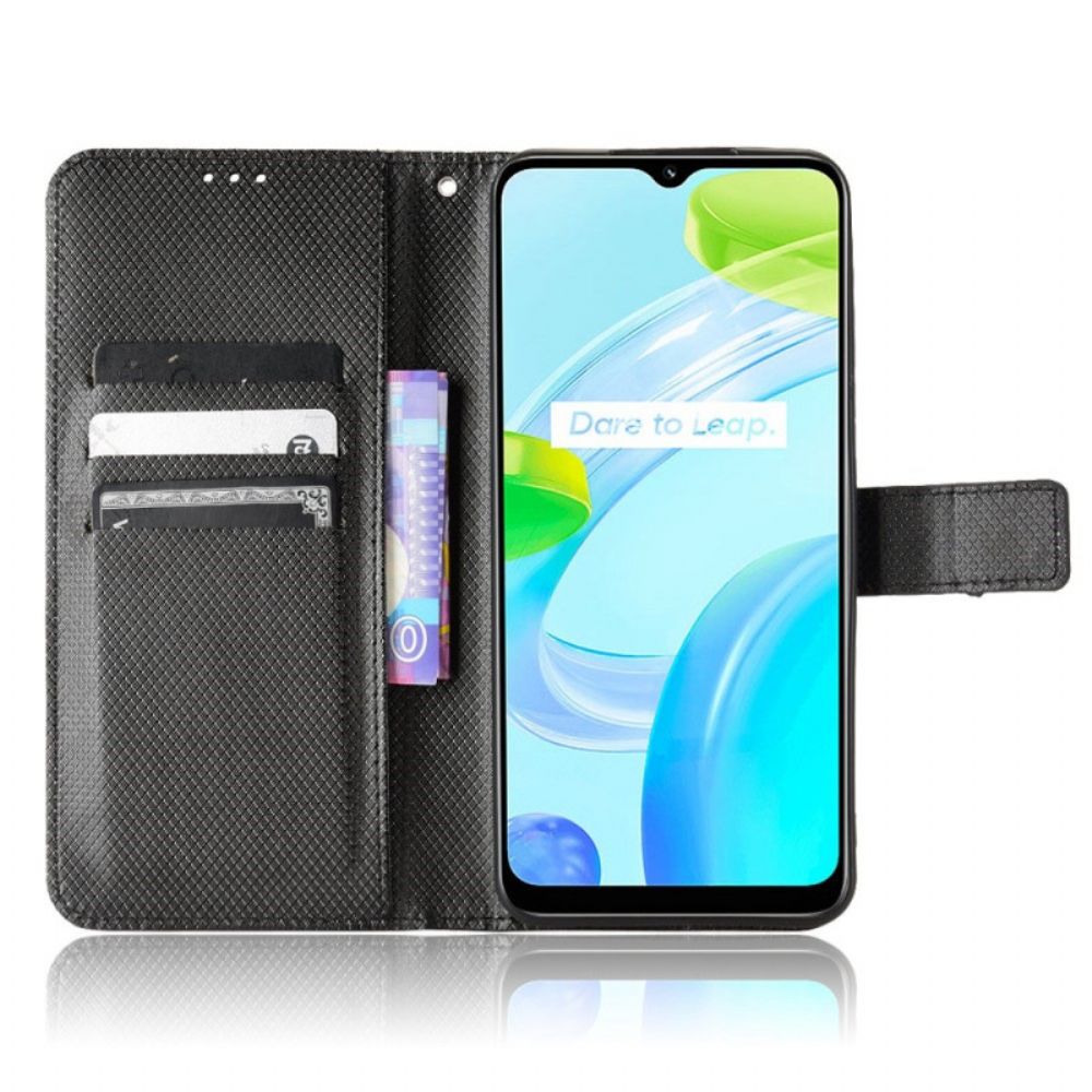 Lederhüllen Für Realme C30 Mit Kordel Armband Rautenstruktur