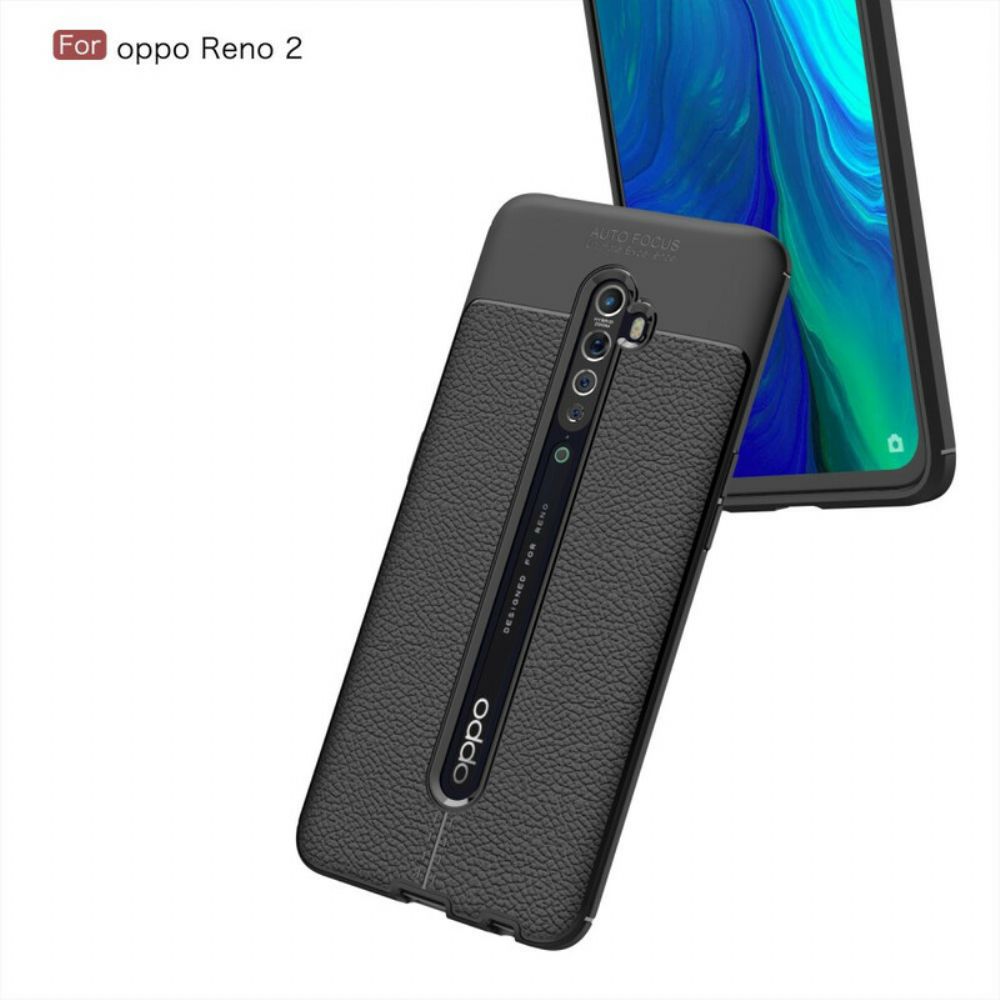 Hülle Für Oppo Reno 2 Doppellinie Litschi-leder-effekt