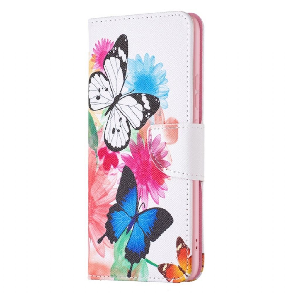 Flip Case Für Xiaomi Redmi 10C Aquarell Schmetterlinge