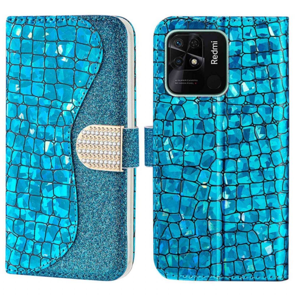 Flip Case Für Xiaomi Redmi 10C Croc-diamanten