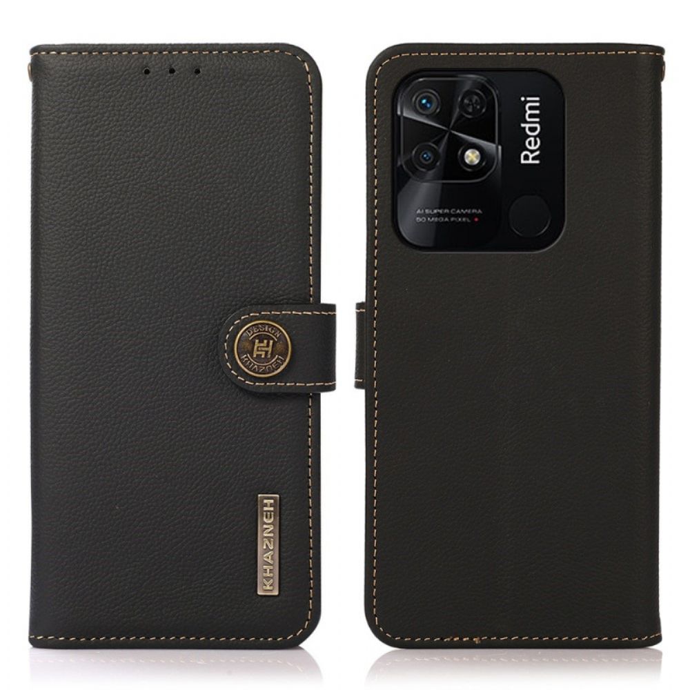 Flip Case Für Xiaomi Redmi 10C Echtes Leder Khazneh Rfid