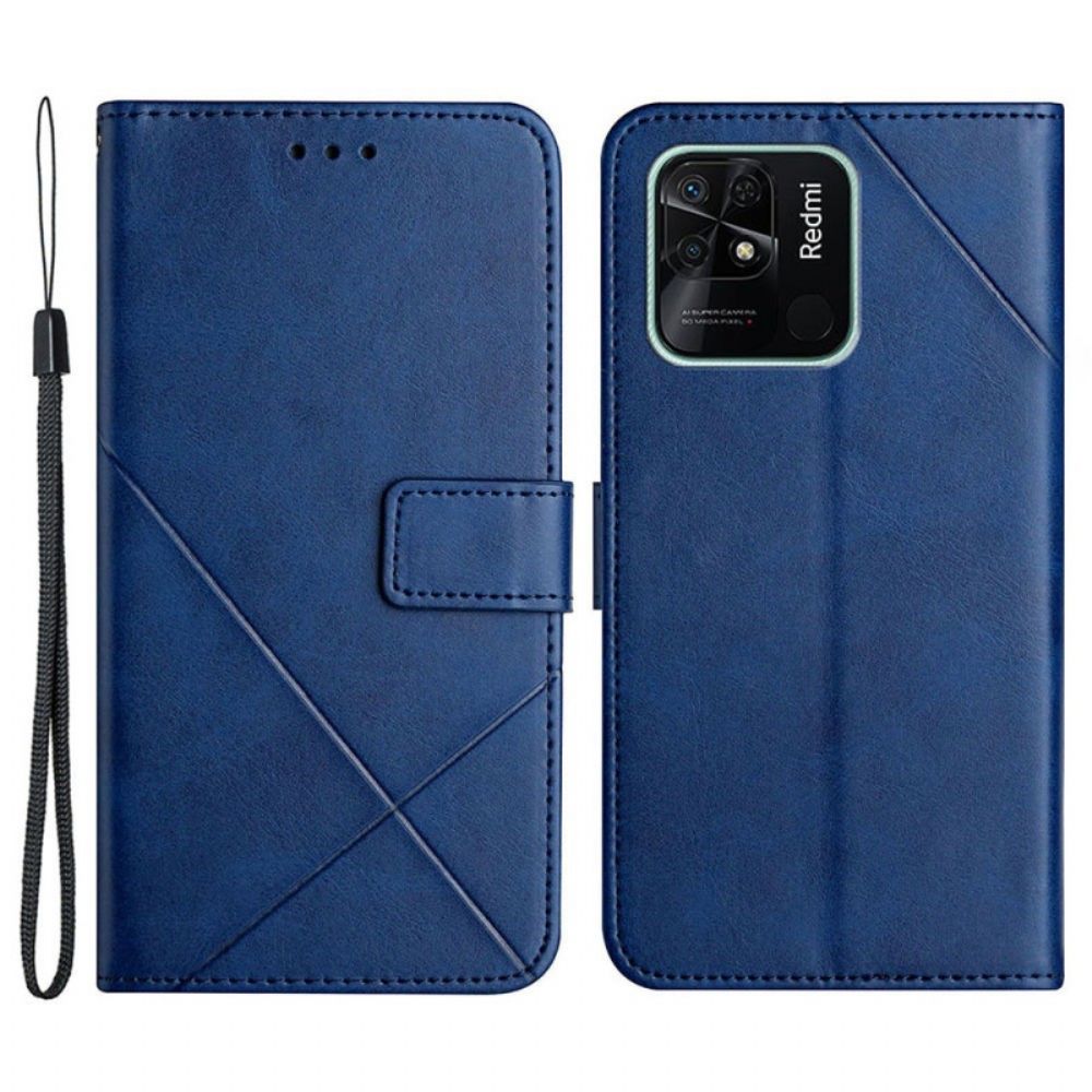 Flip Case Für Xiaomi Redmi 10C Geo X Design Lederstil